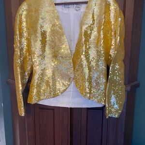 VINTAGE Oleg Cassini Gold Sequin Blazer